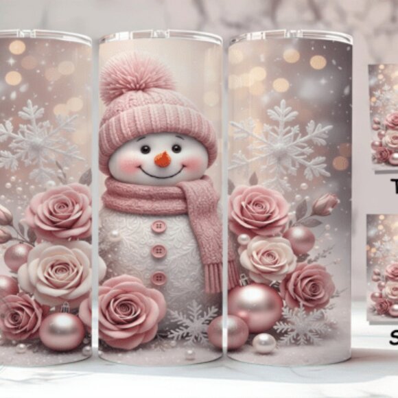 Seasonal themed 20oz Sublimated Stainless Steel Tumbler with Lid & Straw - Picture 5 of 6